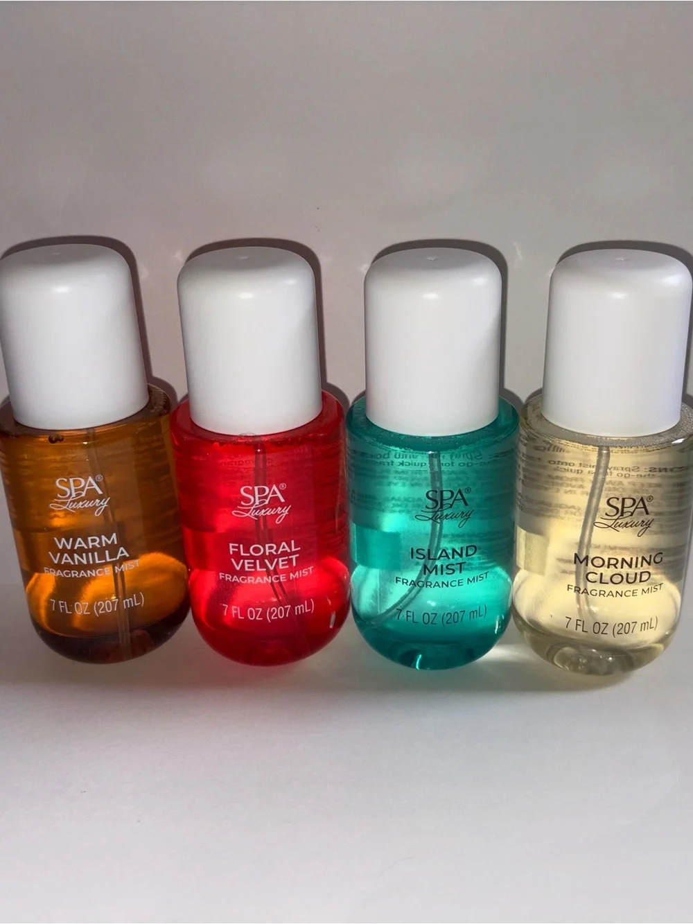 Complete Set Spa Luxury Body Mists: Floral, Vanilla, Morning Cloud, Island NEW